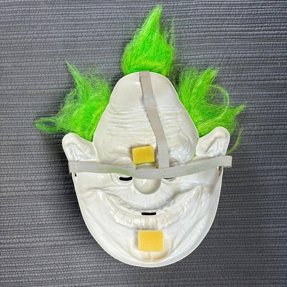 Scary Evil Clown Mask Halloween Horror Costume Neon Green Hair Creepy Killer